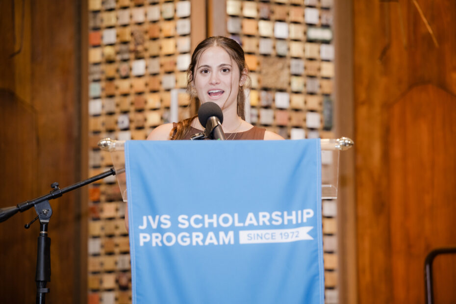 Speaker at JVS Scholarship podium